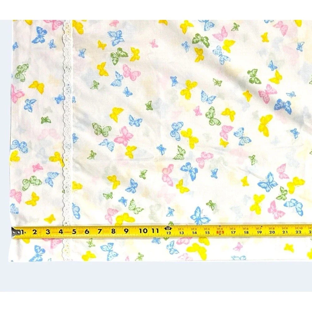 Vintage Dior x Wamsutta 3 Pc Twin Sheet Set Colorful Butterfly Print Delicado 70
